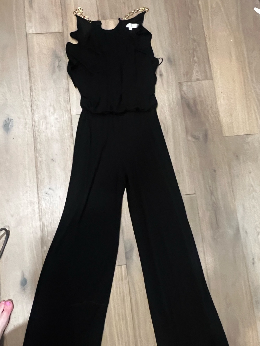 Trina Turk jumpsuit with gold chain detail at shoulders size XS/P